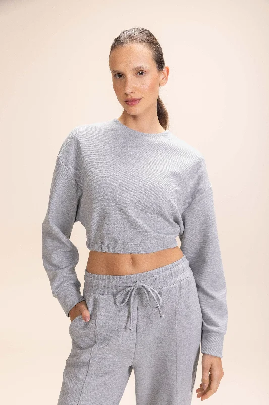 Great Deals Sleek Long Sleeve Crop Sweatshirt