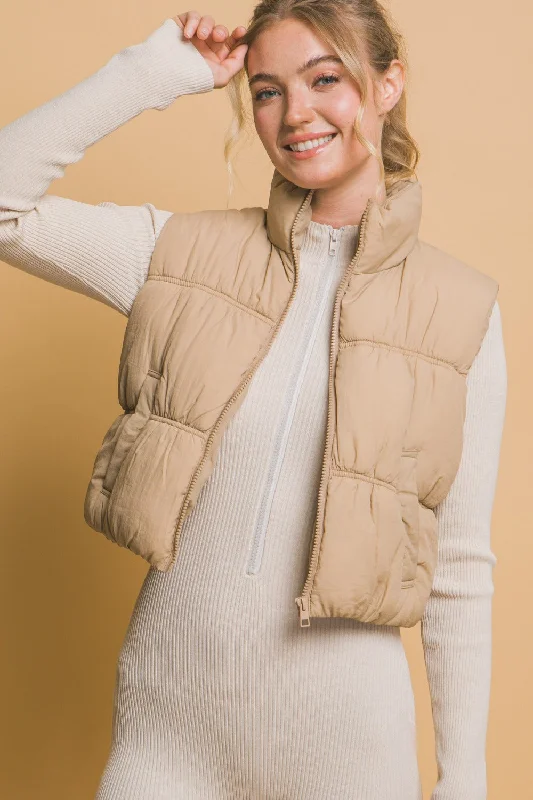 Get It Before It’s Gone Love Tree Zip Up Turtleneck Cropped Vest Coat