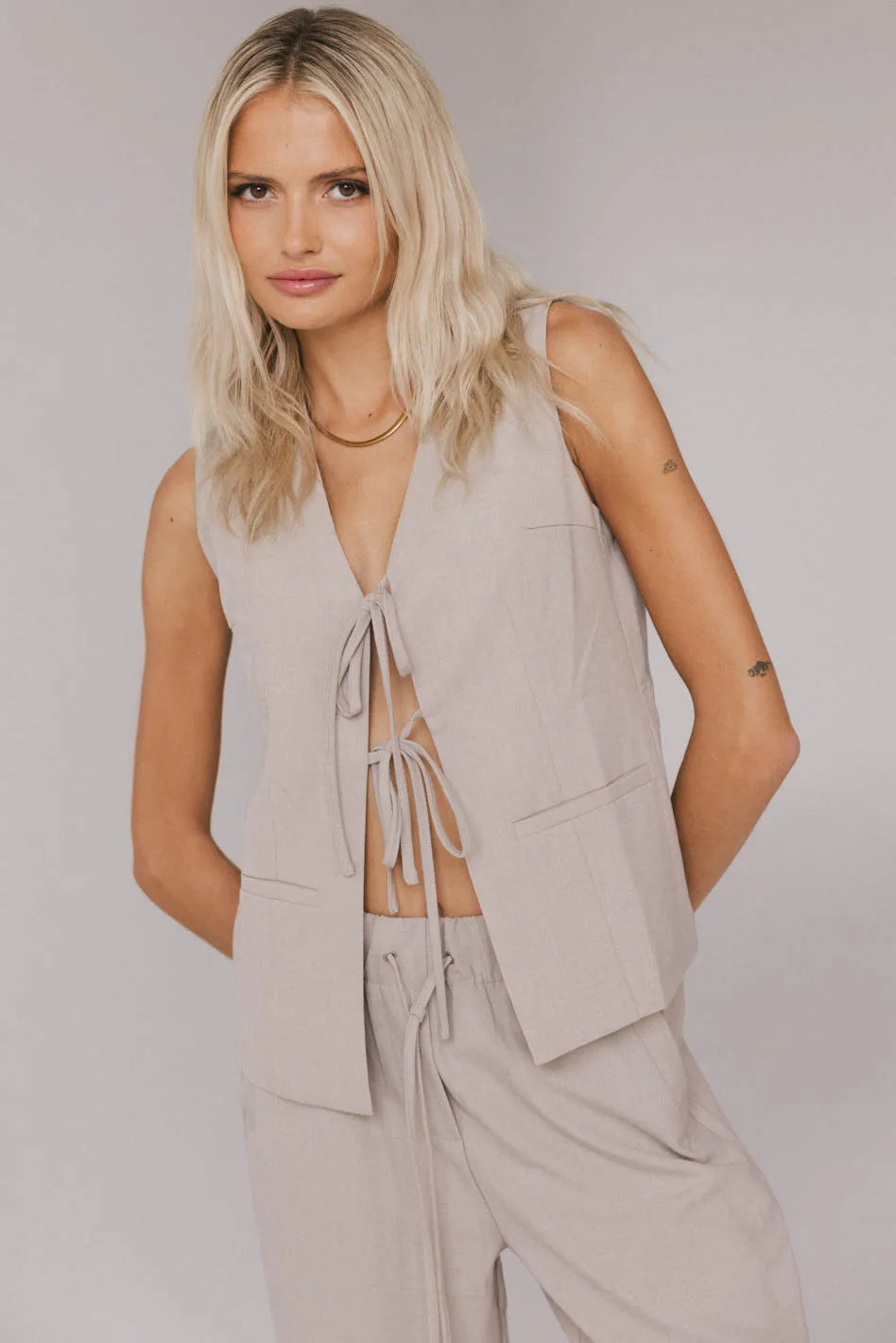 Customer Appreciation Sale Eslyn Oversized Vest in Taupe