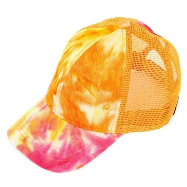 Discount Days BT-2164 C.C Pony Caps Orange Tie Dye