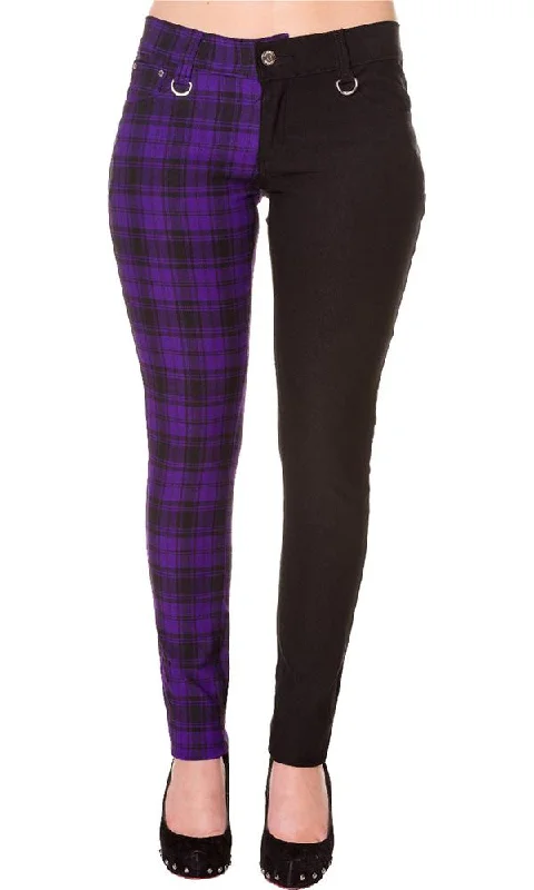 Weekend Deals That Excite The Damage [Half Black/Half Purple Check] | SKINNY JEANS