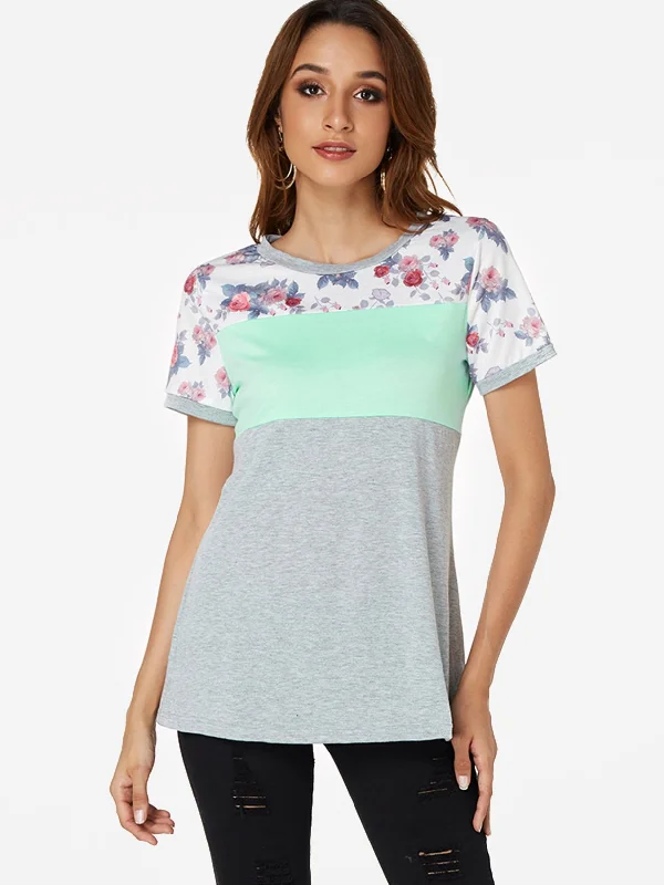 Deal of the Day OEM ODM Random Patchwork Crew Neck Causal T-shirt
