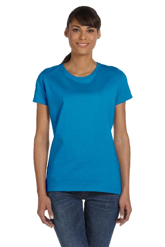 Discount Mania Fruit Of The Loom Womens HD Jersey Short Sleeve Crewneck T-Shirt - Pacific Blue - Closeout