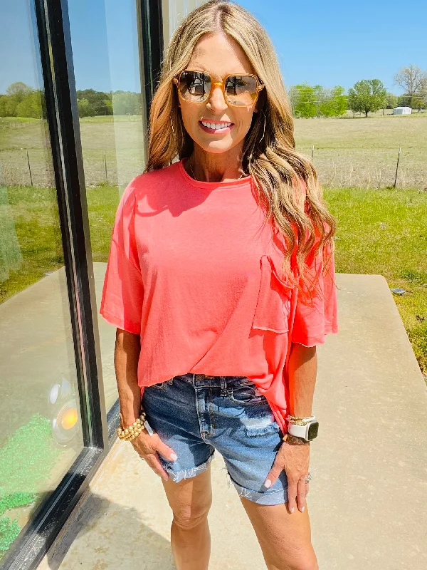 Discount Deals SWEET SUMMERTIME TOP - CORAL --LAST CHANCE SALE
