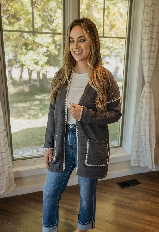 Weekend Specials You Can't Miss KARINA STITCHED OPEN CARDIGAN
