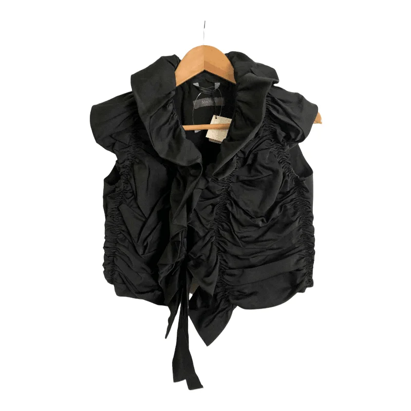 Price Fest Max Mara Cotton Sleeveless Ruched Cropped Evening Jacket Black BNWT UK Size M/L