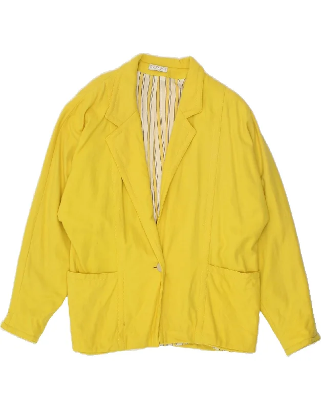 Best Seller VINTAGE Womens 1 Button Blazer Jacket EU 42 Large Yellow