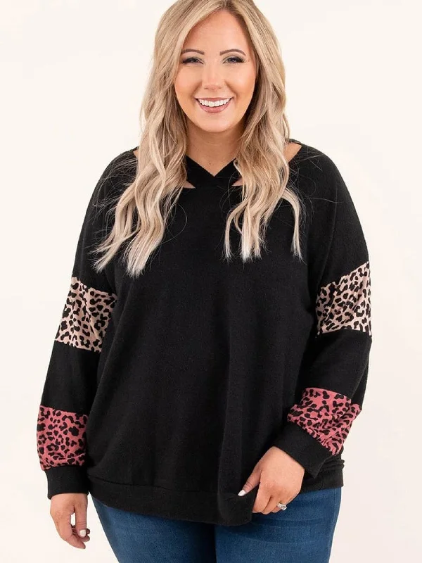 Savings Spectacular Women's Plus Black Striped Sweater