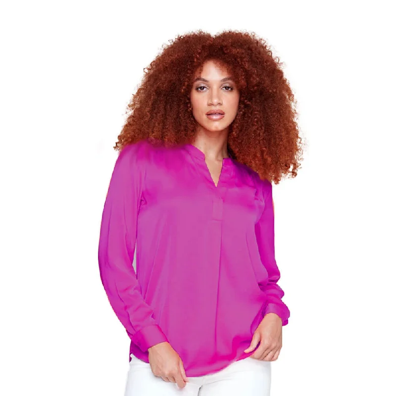 Overstock Clearance Renuar Airflow Long Sleeve Blouse - Orchid