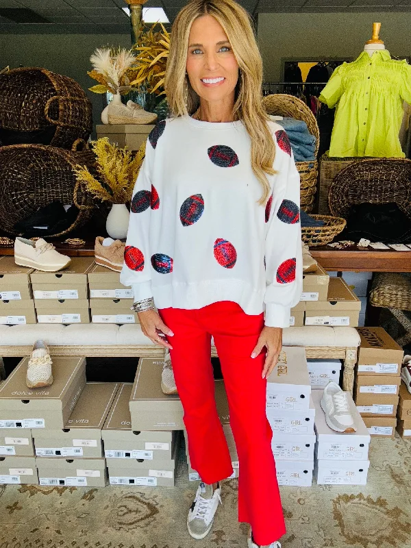 Weekend Offers That Shine THE MILLIE SWEATSHIRT-RED/BLUE