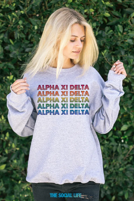 Exclusive Offer Alpha Xi Delta Technicolor Crewneck
