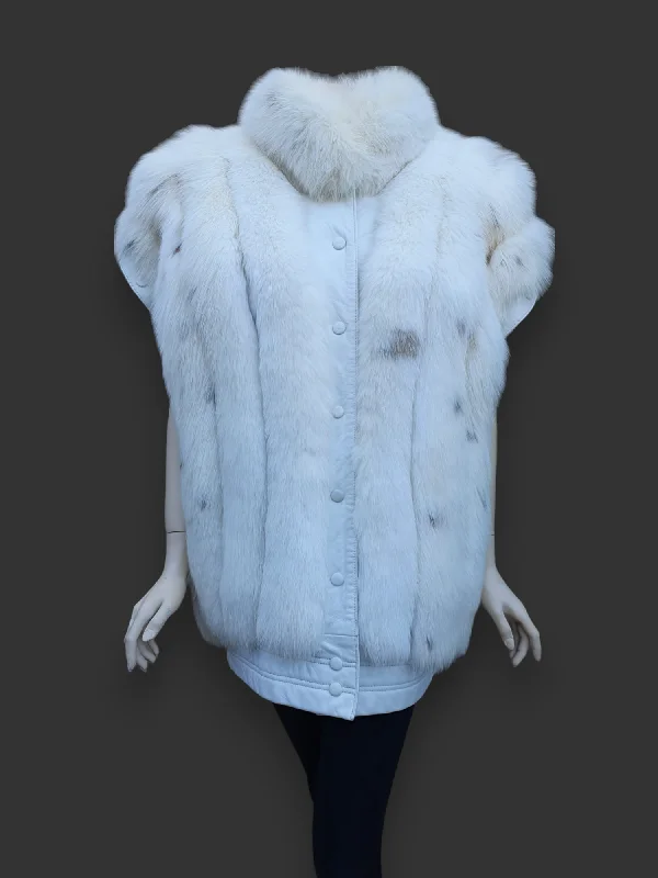 Online Only Vintage Lynx Dyed Fox & Leather Jacket -Large