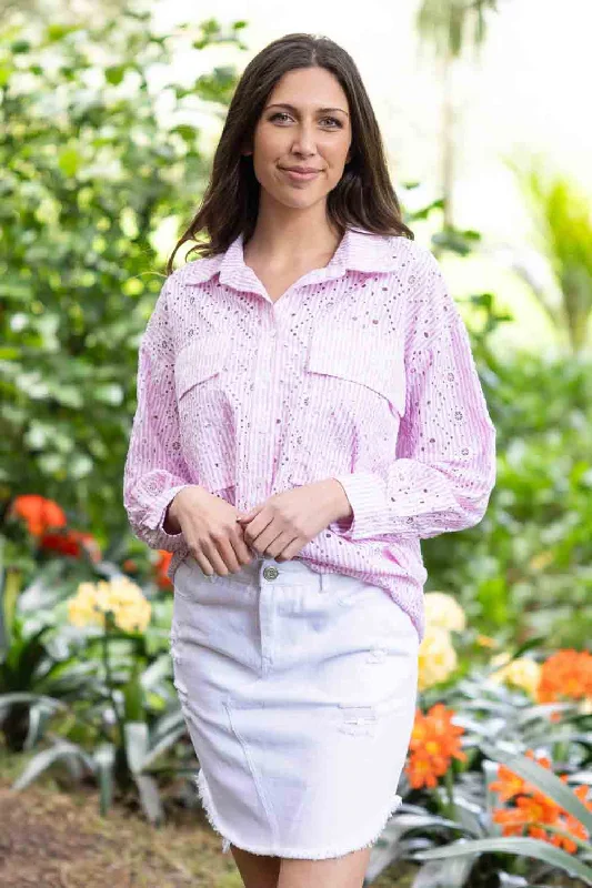 Huge Savings Viola Shirt Pink Stripe