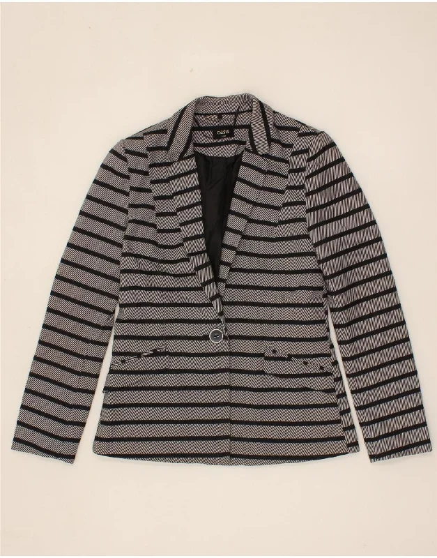 OASIS Womens 1 Button Blazer Jacket UK 8 Small  Grey Striped Polyester