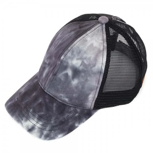 Price Break BT-2164 C.C Pony Caps Black Tie Dye