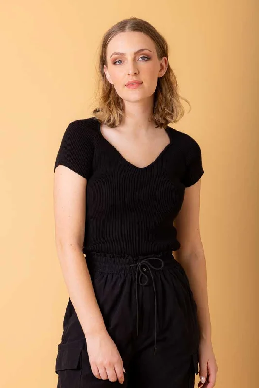 Act Now Tonya Knit Top Black