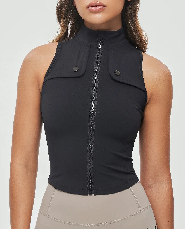 Online Only Zip Up Cargo Tank - Black