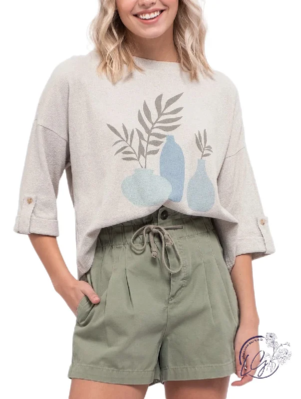 Year-End Deals Plants Graphic Crewneck Top
