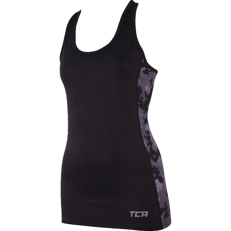 Steals and Deals TCA Camo Print Womens Running Vest Tank Top - Black