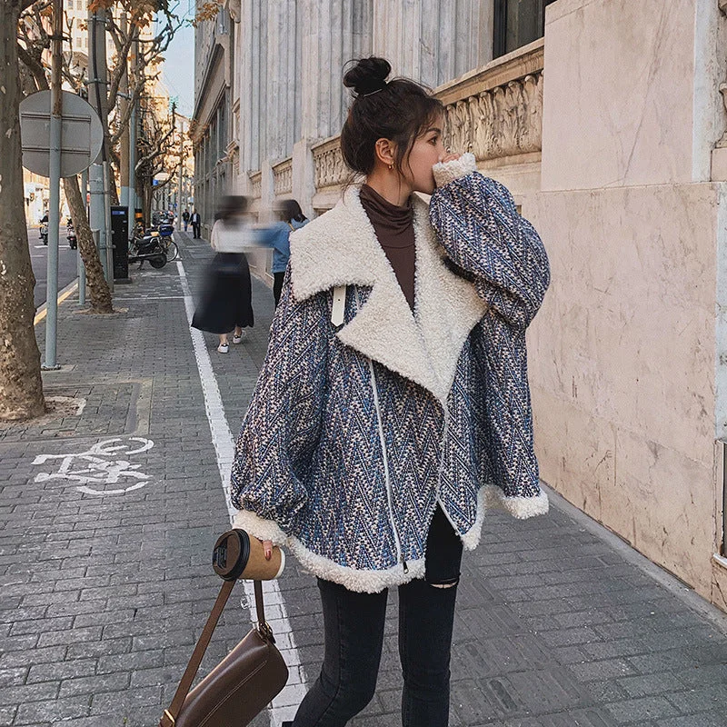 Weekend Bargains to Indulge In Women's Suit Collar Padded Lamb Plush Motorcycle Jacket Weekend Bargains to Indulge In Women's Suit Collar Padded Lamb Plush Motorcycle Jacket
