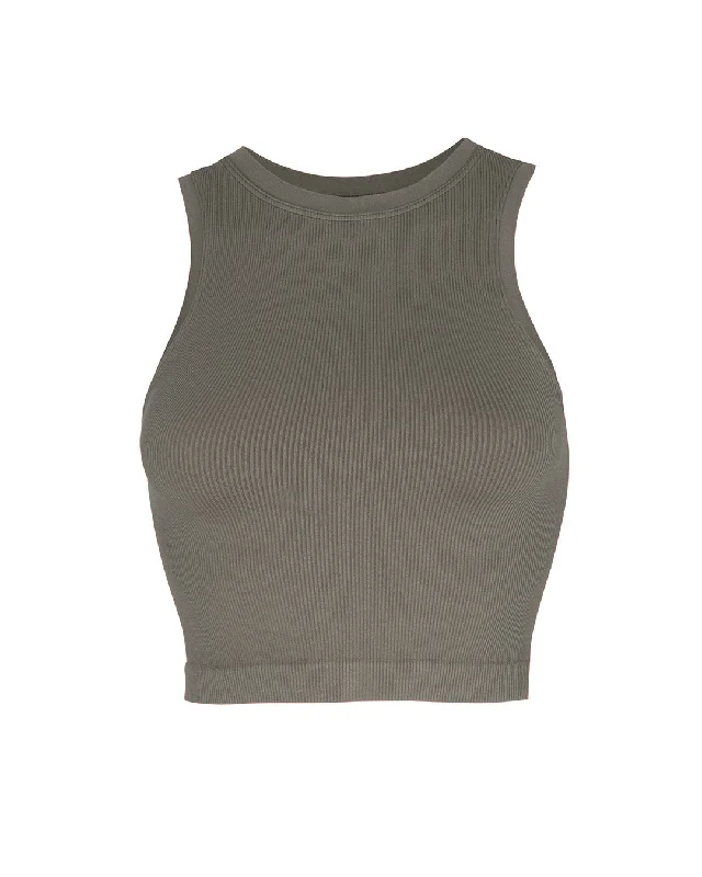 Weekend Savings Delight LUMINOUS Ribbed Vest  | Muddy Grey