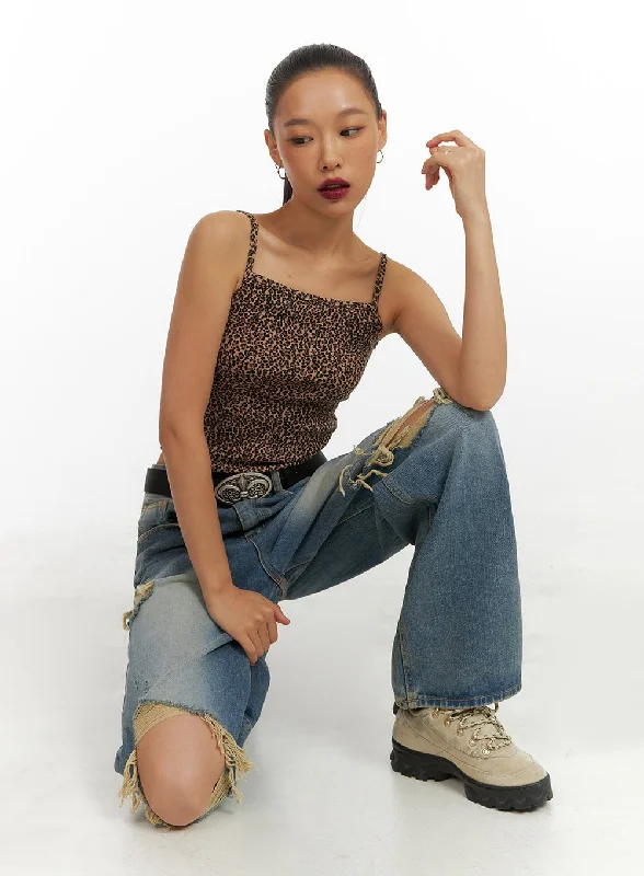 Blowout Deals Leopard Print Cami Top IY422