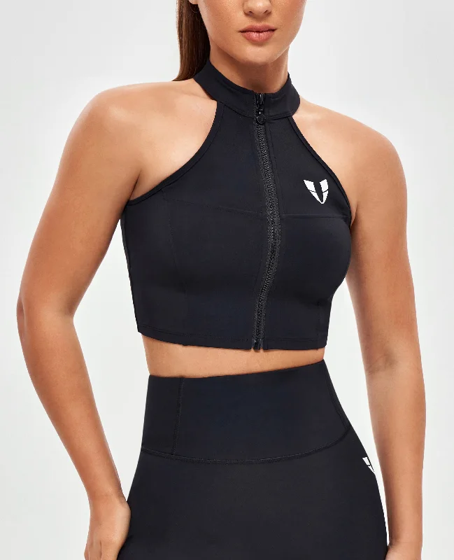 Weekend Bargains to Indulge In Zip Up Cropped Tank - Black