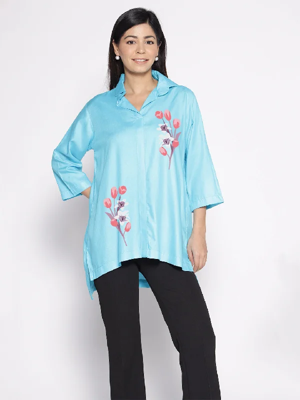 Turquoise Rayon ShirtTop - Ranunkel