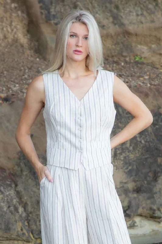 Weekend Offers That Sizzle Dune Waistcoat Beige Pinstripe