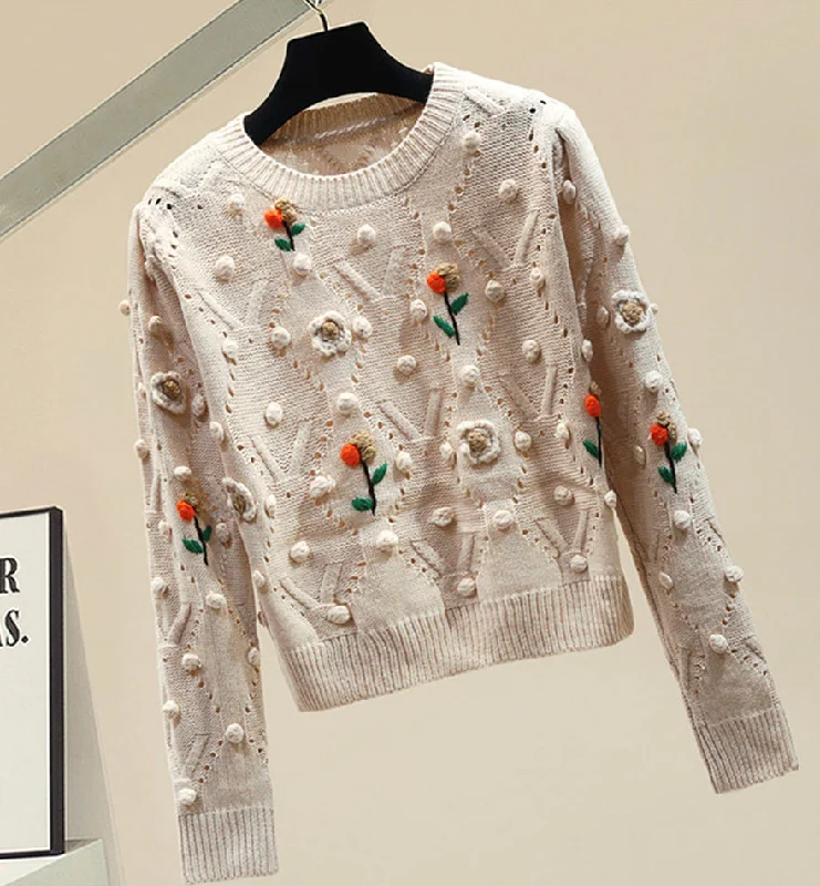 Bonus Savings Cute round neck long sleeve sweater  073