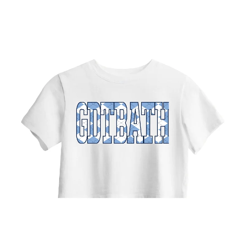 Super Savings GDTBATH Argyle Carolina Blue and White Crop Top by Shrunken Head Brand
