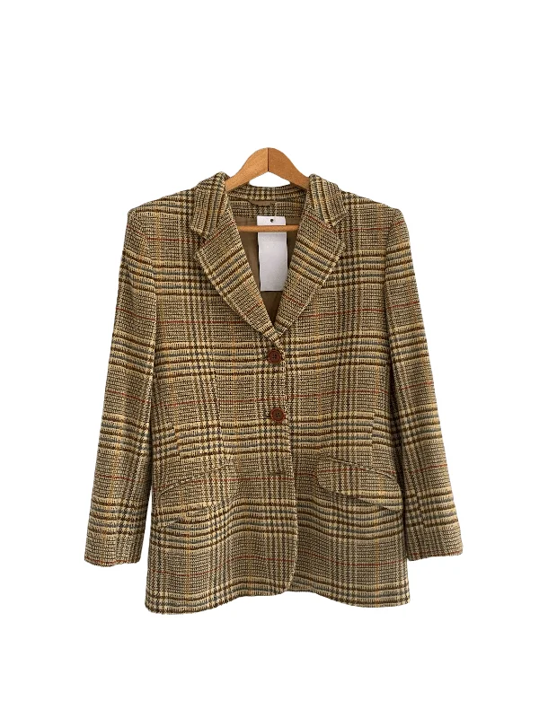 Quick Sale Vintage Country Tweed Jacket Check Brown Beige IT44 UK Size 12