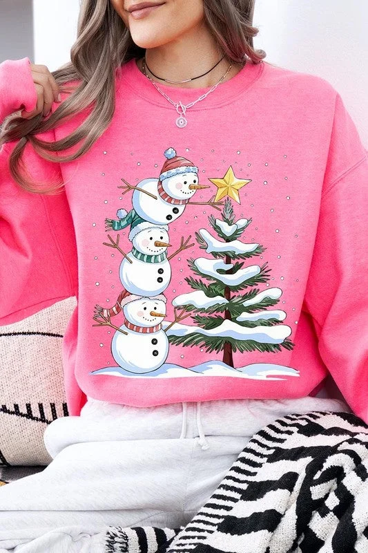 Flash Deals Cute Christmas Snowman Graphic Fleece Sweatshirts