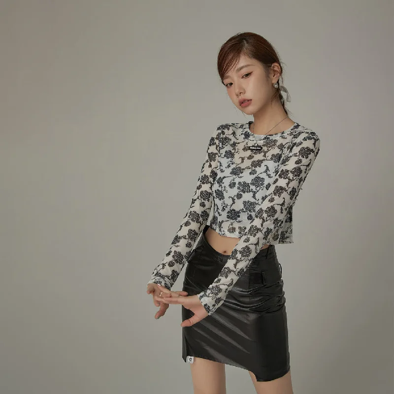 Low Prices Flower Pattern Cropped Top