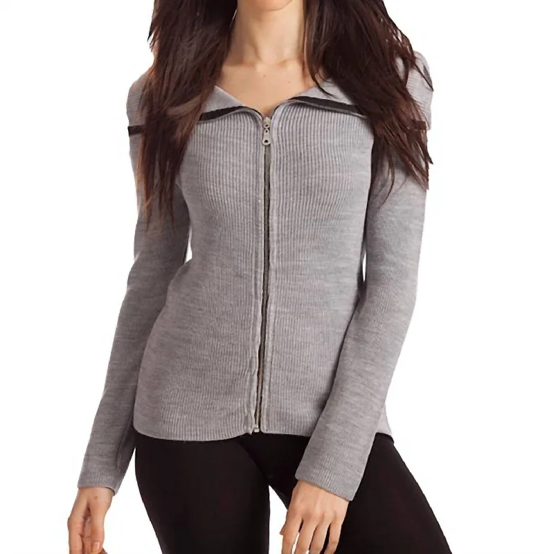 Weekend Deals That Thrill Amaya Zip Front Cardigan In Gray