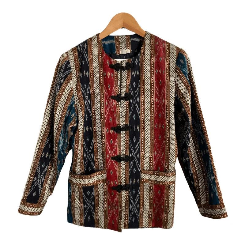 Big Discounts Unbranded 100% Thai Silk Oriental Ethnic Boho Festival Evening Jacket Blue Multi Geometric Print UK Size M/L