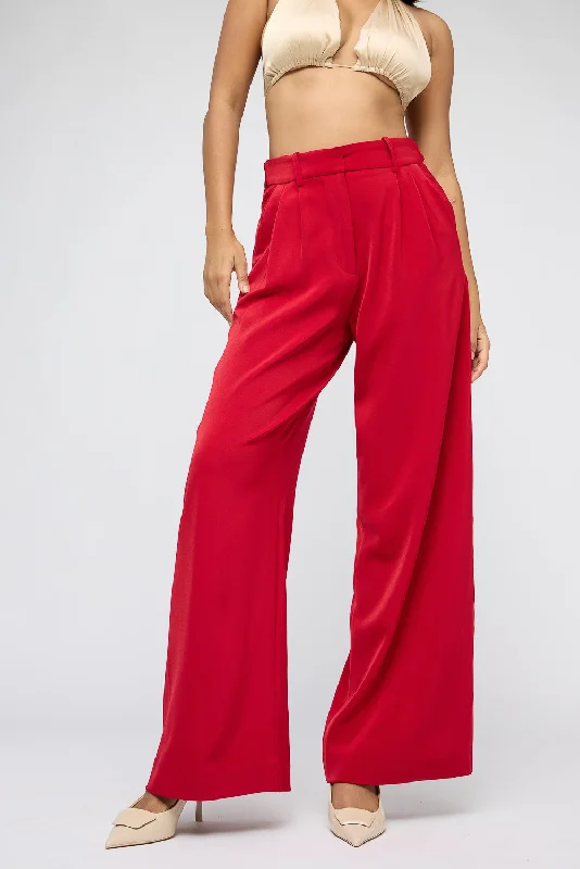 Blowout Sale Red Claret Adjustable Korean Pants