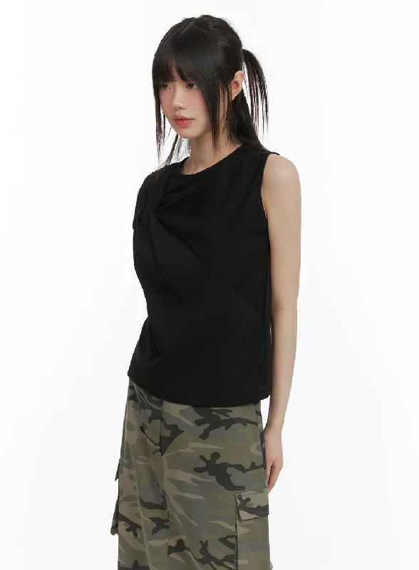 Don’t Miss Out Cotton Unbalanced Sleeveless Top CA418