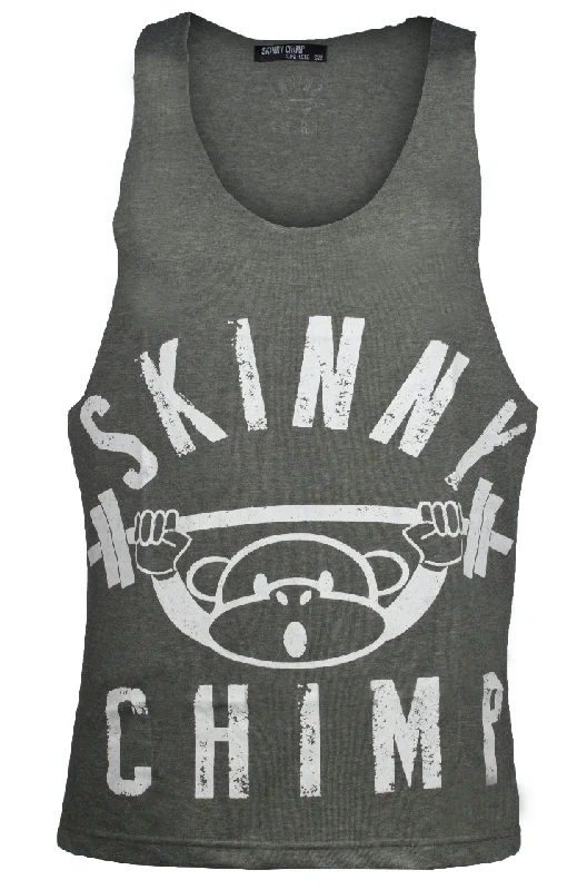 Best Seller Classic Raw Cut Gym Vest -  Khaki White