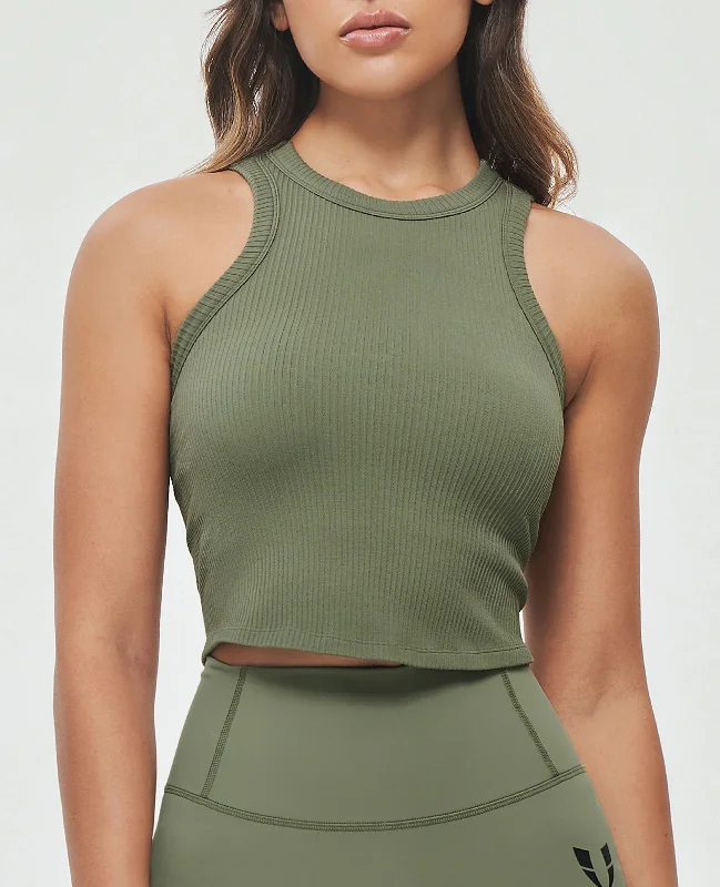Weekend Bargains to Grab Padded Workout Tank - Olive Green