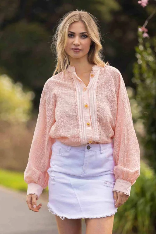 Reduced Price Magnolia Shirt Embroidered Peach