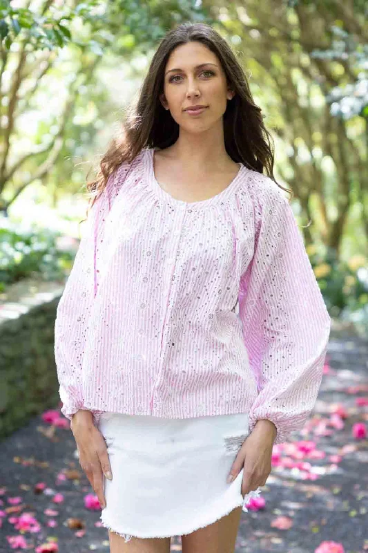 Cash Savings Selma Top Pink Stripe