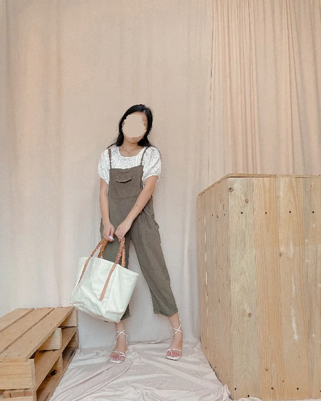 Linen army green overalls