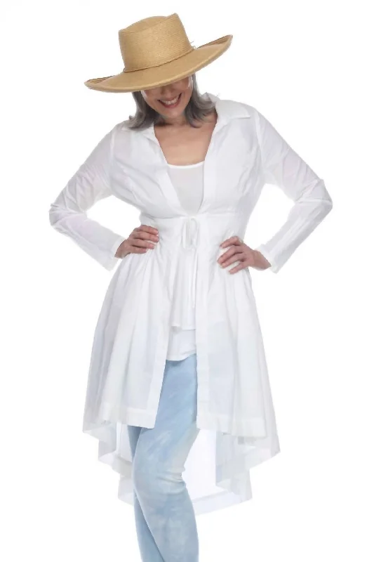 Weekend Discounts to Snag Victoria Knit Pleated Duster In White