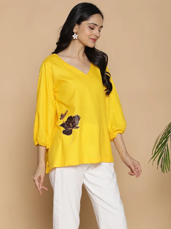 Yellow Rayon Top - WildflowerWhirl