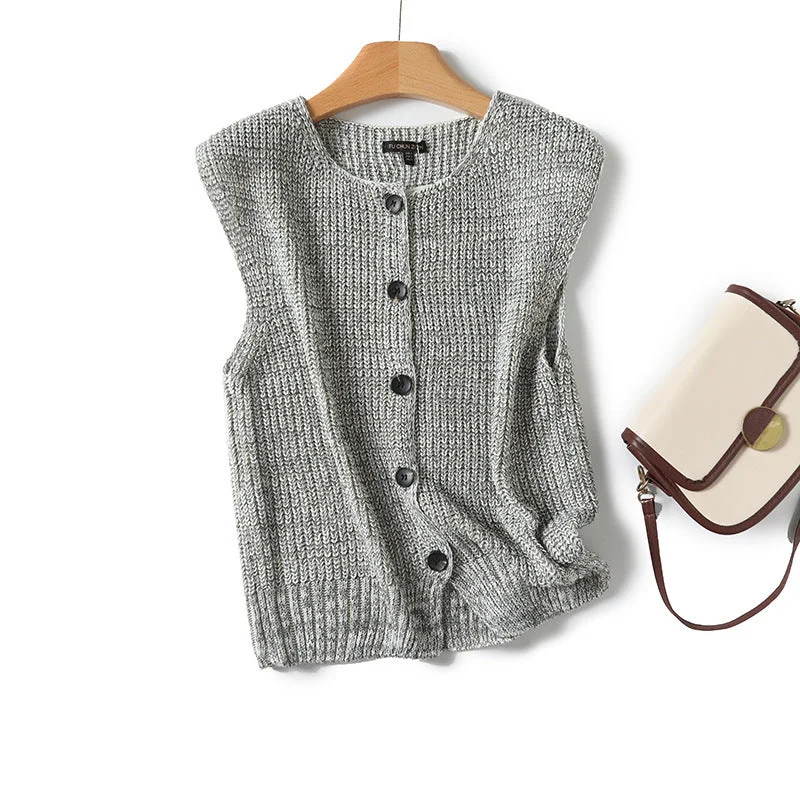 Weekend Bargains to Indulge In Reverse Needle Knitting Vest Jacket Women's Knitted Vest