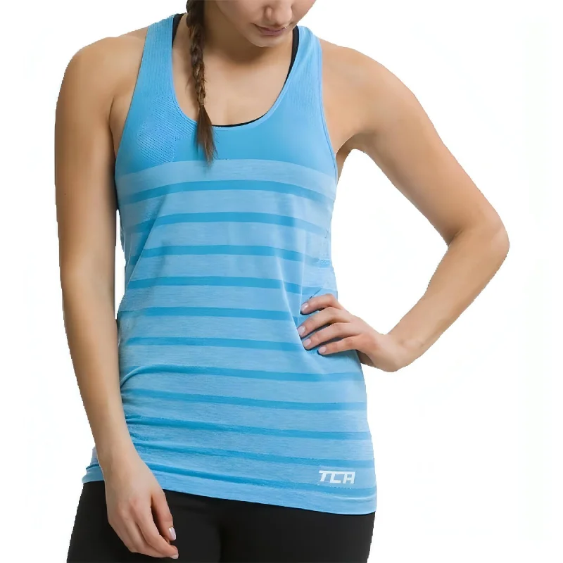 Closeout Sale TCA QuickDry SuperKnit Womens Running Vest Tank Top - Blue