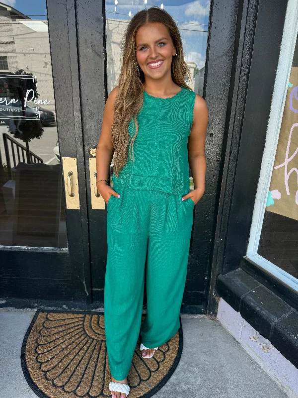 Green linen set