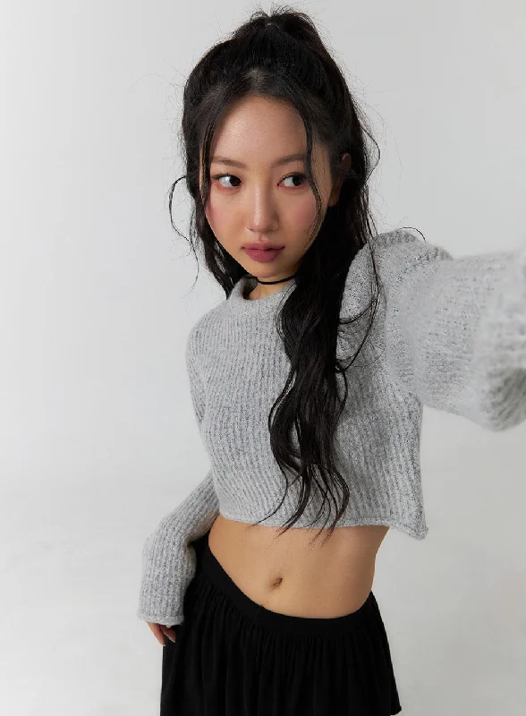Midnight Madness Knit Long Sleeve Crop Top CF405