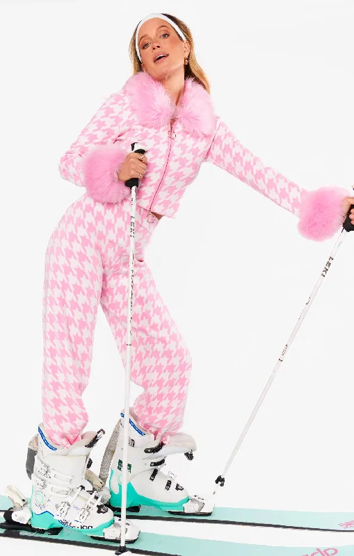 Extra Discount Zermatt Sweater Pant ~ Pink Houndstooth Knit